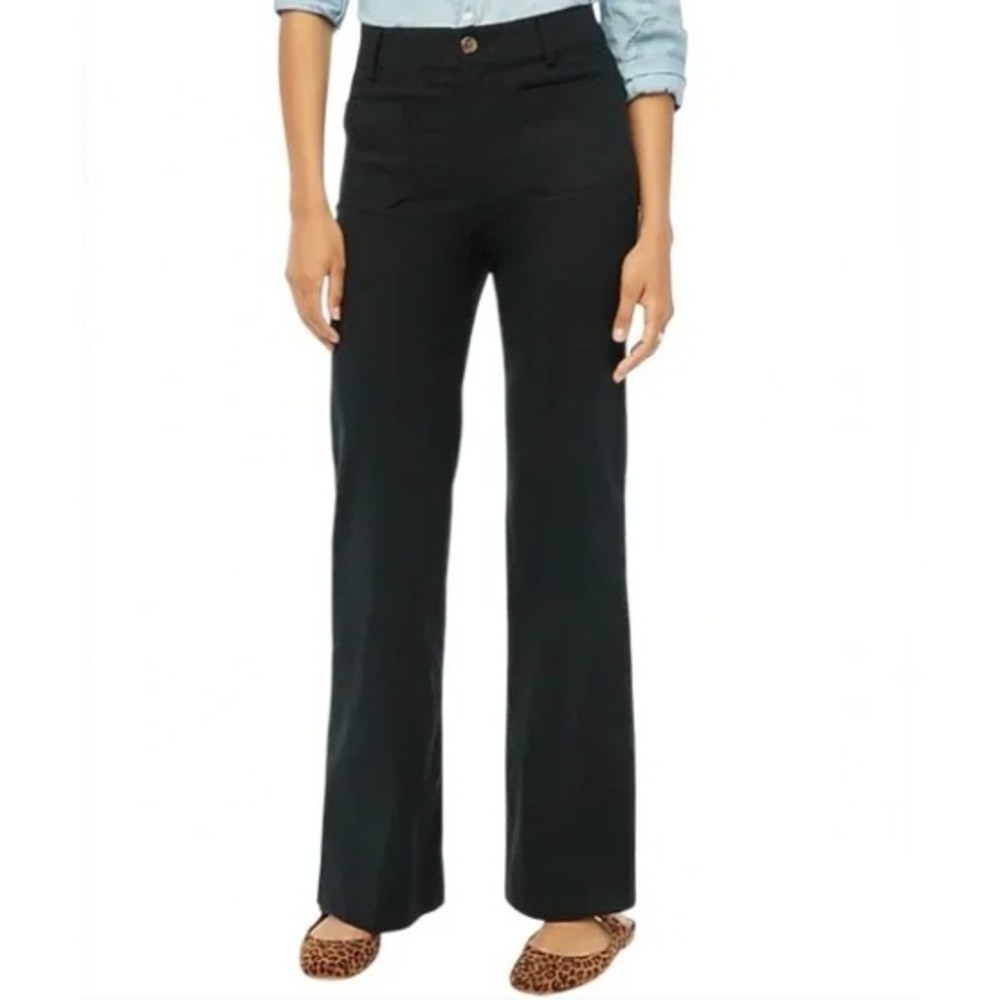 J.Crew Black‎ Wide Leg High Rise Cotton Trousers BX434 Womens Size 8 NEW